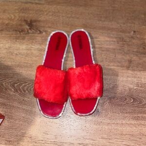 Prima Donna Red Furry Sandals